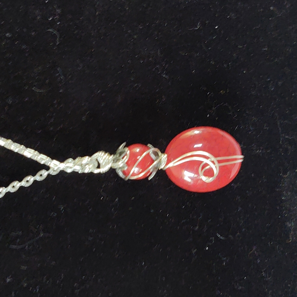Red ruby Garnet set and hand wired silver wiring